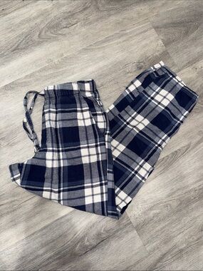 Old Navy Navy & White Plaid Pajama Pants Wide Leg